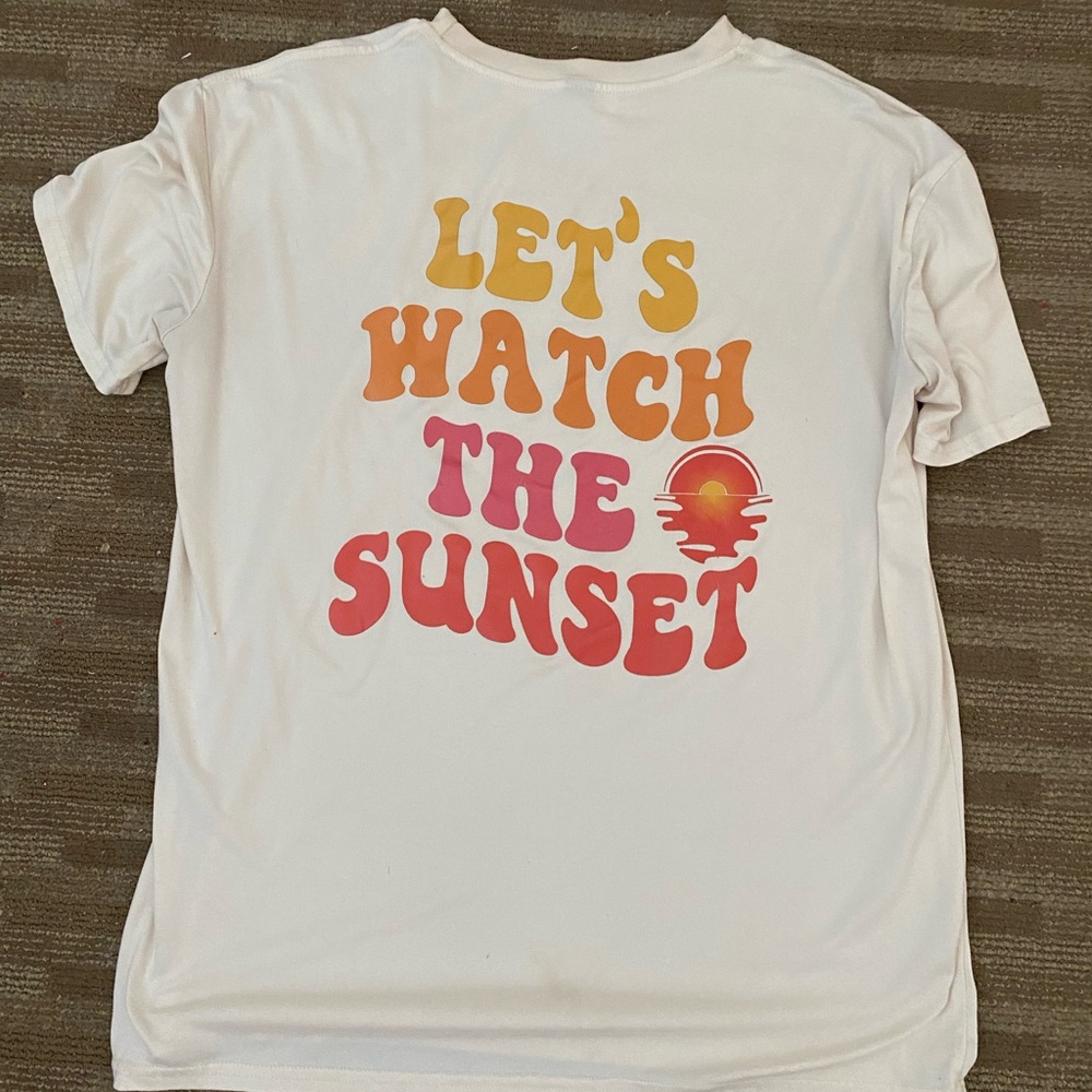 Womens White Sunset Graphic T-Shirt